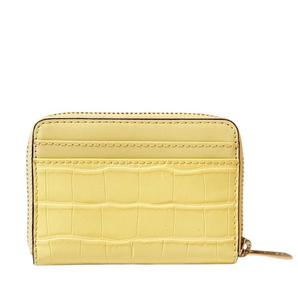 Michael Kors Jet Set Travel Card Case Wallet Exotic Embossed Yellow - Picture 2 of 10